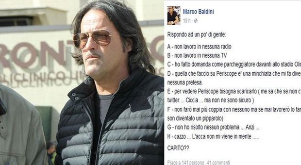 Il post di Marco Baldini su Fb
