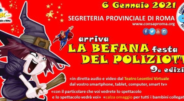 Befana del poliziotto 2021. Il Consap continua la tradizione: il Digital Show della nona edizione al Teatro Leontini di Roma