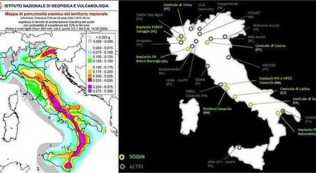 Le aree sismiche in Italia e i siti di smaltimento radioattivo