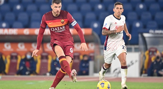 Roma-Cagliari 3-2 : Dzeko e Mancini scacciano i fantasmi. Giallorossi terzi