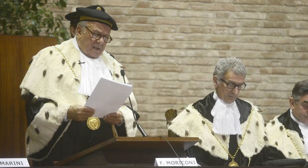 Il rettore Franco Moriconi nell'inaugurazione dell'anno accademico 2015-2016
