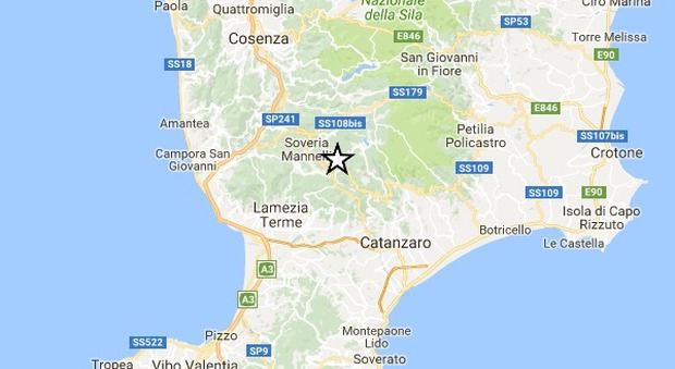Terremoto, scossa di magnitudo 3.4 «Sentita da Cosenza a Catanzaro»