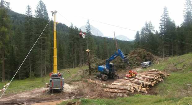 Sono iniziati i lavori di disboscamento nella zona delle Cinque Torri a Cortina dove sarà costruita la nuova cabinovia