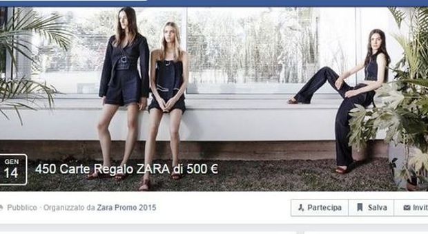 "Carte regalo di 500 euro da Zara": occhio alla truffa su Fb