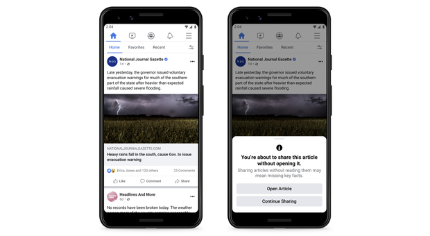 Facebook, novità sull'informazione: chiederà agli utenti di leggere l'articolo prima di condividerlo