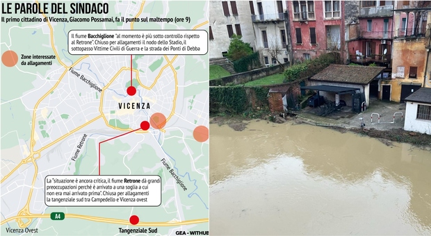 Maltempo in Veneto, alluvione a Vicenza. Valanga in Alto Adige: un morto