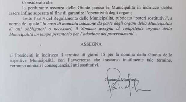 Municipalità di Napoli, il sindaco striglia i presidenti: «Assessori entro 15 giorni»