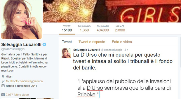 Il tweet di Selvaggia Lucarelli contro Barbara D'Urso