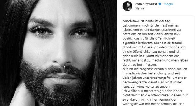 Conchita Wurst rivela: sono sieropositiva da anni, un mio ex ora mi ricatta