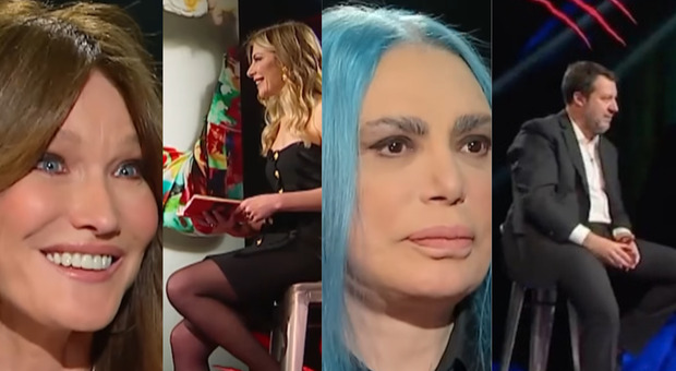 Belve, le pagelle della prima puntata: Loredana Bertè pazza di lei (9), Carla Bruni poligama killer (7), Salvini rilassato (8)