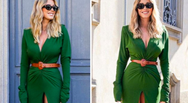 Diletta Leotta non teme lo spacco vertiginoso: l'abito verde fa impazzire i fan