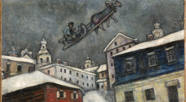 Il "villaggio russo", una delle opere del pittore Marc Chagall