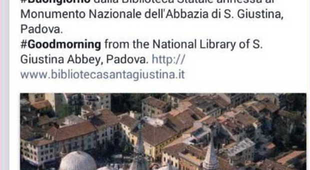 Il Ministero su Fb: saluti da S.Giustina, ma posta la foto di Sant'Antonio