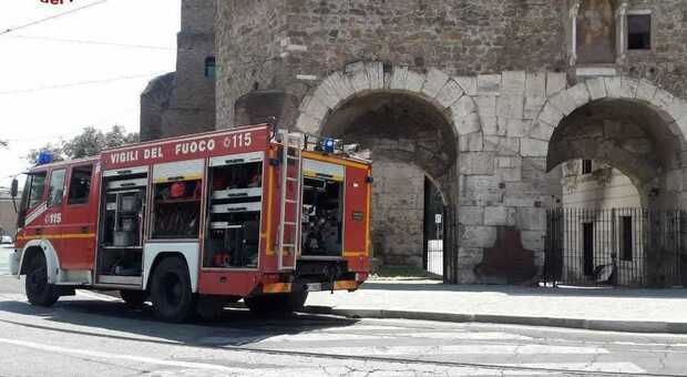 L'intervento dei vigili del fuoco al museo di via Ostiense