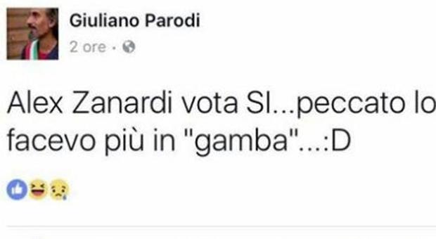 "Zanardi vota sì? Lo facevo più in 'gamba'": bufera sul sindaco toscano. "Una battuta"
