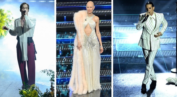 Sanremo 2025, le pagelle dei look della seconda serata: Damiano David doppio colpo (9), Achille Lauro gangster (8), Bianca Balti mostra la cicatrice (9)