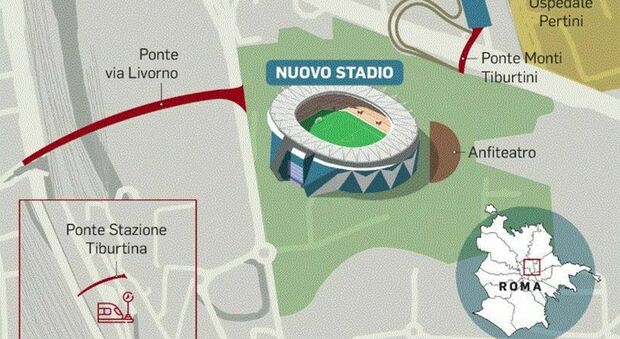 Stadio della Roma, il progetto e il piano viabilità: 3 ponti ciclopedonali, un raccordo per l'ospedale e un anfiteatro