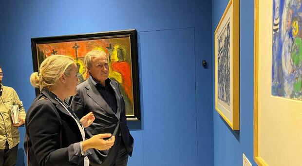 Il sindaco di Venezia Luigi Brugnaro alla mostra di Chagall
