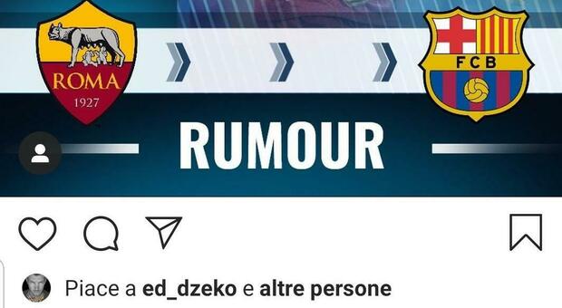 «Dzeko verso il Barcellona» e Dzeko mette "like" alla notizia