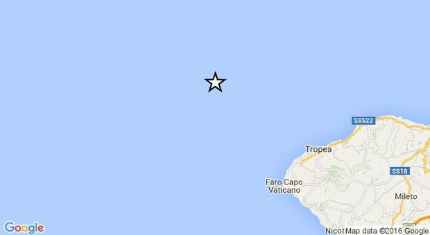 Terremoto, scossa di magnitudo 2.9 vicino a Tropea, sulla Costa Calabra