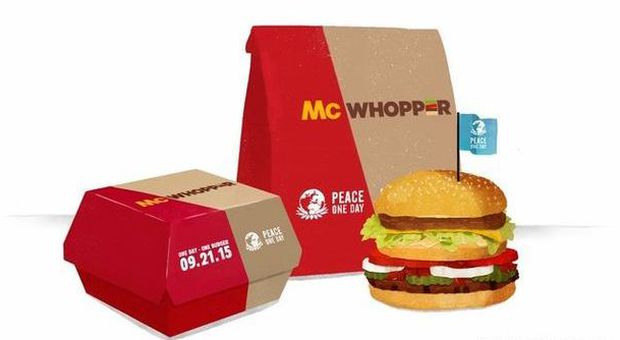 Burger King, pagina di pubblicità per la tregua con McDonald's: un panino per la pace