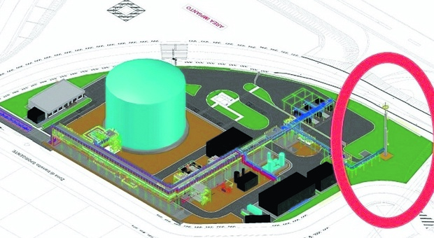 Una rappresentazione grafica relativa al progetto del deposito di gnl di Brindisi