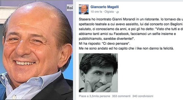 Magalli, guerra social con Morandi "Gli ho chiesto un selfie, me l'ha negato"