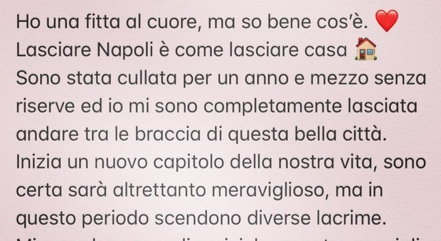 Lady Giaccherini saluta Napoli: «Porterò il vostro sole dentro di me»