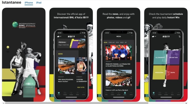 Internazionali di tennis: l'app gratuita per iOS e Android per essere aggiornati in tempo reale dai campi del Foro Italico