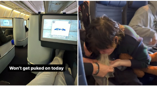 Vomita sul corridoio in aereo, ripreso da un influencer: il video diventa virale