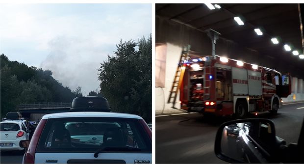 Traffico bloccato sull'A1 verso Roma: furgone in fiamme, controesodo da brividi