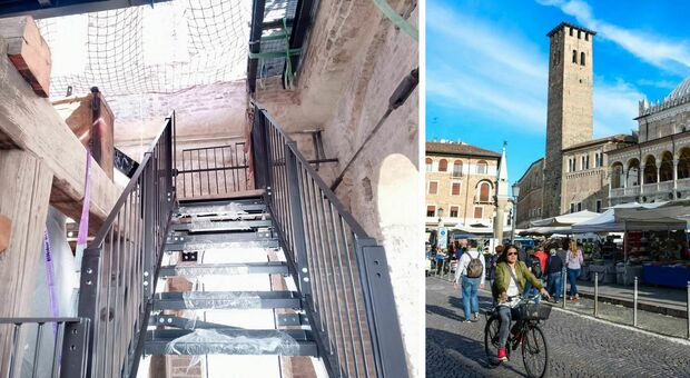 Torre degli Anziani, sono state montate le scale: da settembre si potrà salire sul punto più alto della città