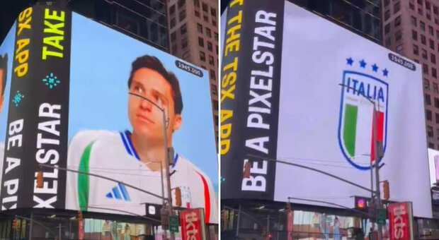 Italia protagonista a New York, maglia e calciatori sui tabelloni di Times Square