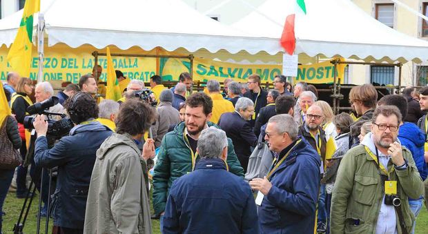 La protesta degli allevatori in piazza Udine