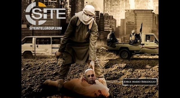 Terrorismo, Isis minaccia cristiani con foto Papa decapitato