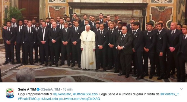 Tim Cup, Papa Francesco incontra Juventus e Lazio: «Siate testimoni di lealtà e umanità»