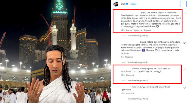 Ghali alla Mecca per il Ramadan, pioggia di critiche sui social: «Quello che fai è precluso alle donne, dovresti batterti per loro»