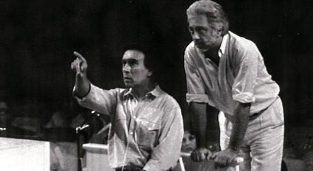 Claudio Abbado con Luca Ronconi a Pesaro nel 1984