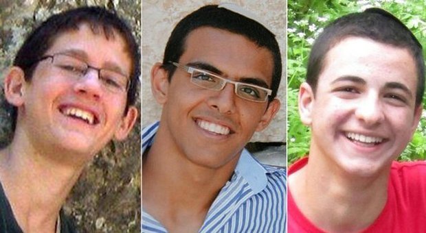 I tre ragazzi rapiti Naftali Frenkel, Eyal Yifrah, Gilad Shaarh