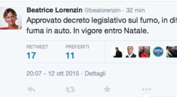 Il tweet della Lorenzin