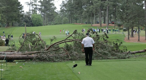 Golf, cadono due pini all'Augusta Masters: nessun ferito ma gioco sospeso. In testa Koepka, male Molinari