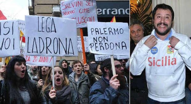 Palermo, lancio di uova e ortaggi contro Salvini: «Mai attaccato i meridionali»