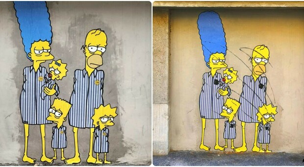 Milano, vandalizzato il murale in ricordo della Shoah che mostra i Simpson deportati: «Atto vile e antisemita»