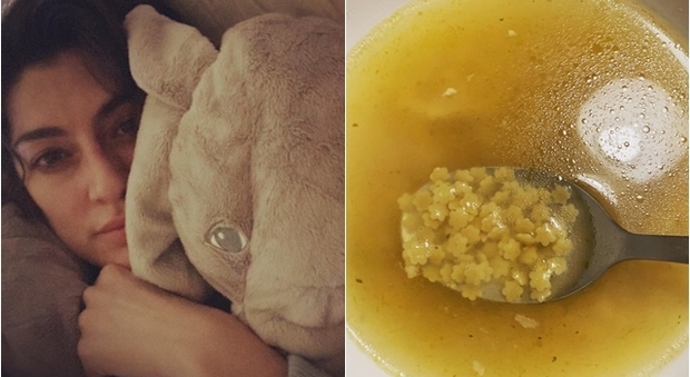 Elisa Isoardi, minestrina e peluche dopo la febbre