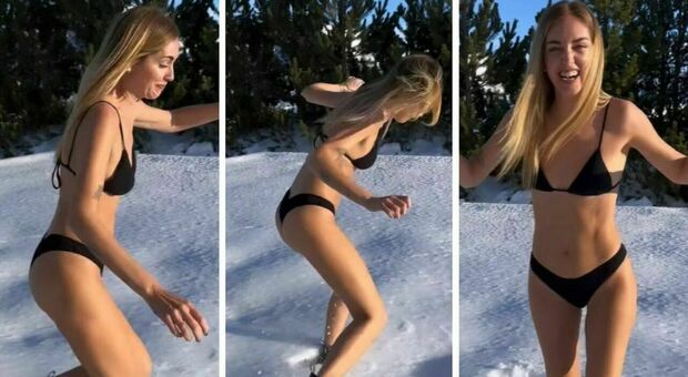 Chiara Ferragni quasi nuda sulla neve, il video in bikini fa infuriare gli haters: «Sei un esibizionista»