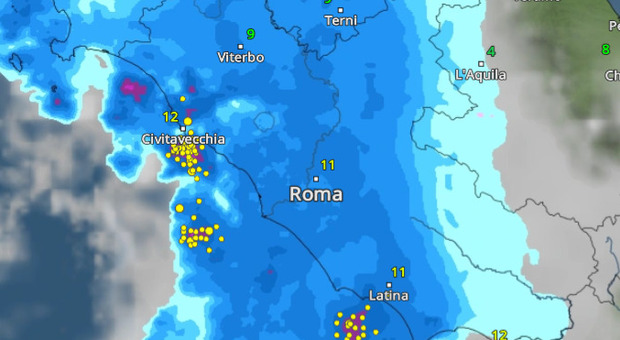 Roma: temporale nel weekend con temperature vicine allo zero. Previsioni di maltempo.