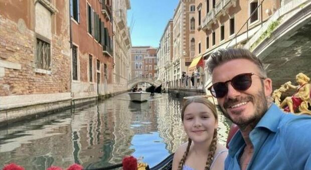 David Beckam con la figlia a Venezia