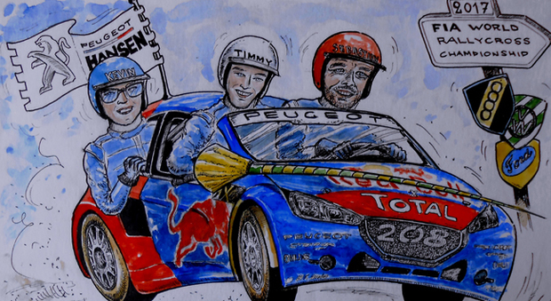La vignetta con cui la Peugeot ha presentato la propria partecipazione al campionato mondiale rallycross 2017