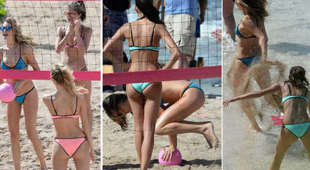 Angeli di Victoria's Secret in spiaggia: beach volley e pistole ad acqua