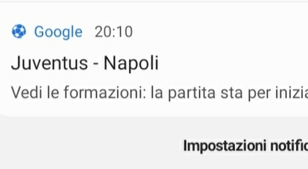 Juve-Napoli, anche per Google stasera si gioca: «Vedi le formazioni: la partita sta per iniziare»